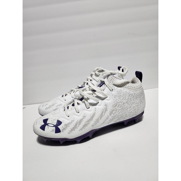 Under Armour Spotlight Football Cleats 4D Foam White Purple 3023963-103 Men 8.5 - Picture 2 of 10